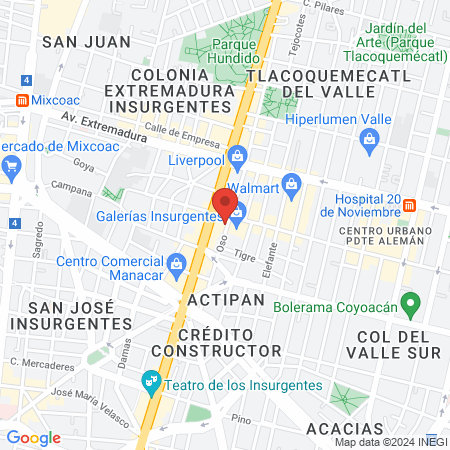 GREÑITAS GALERIAS INSURGENTES map