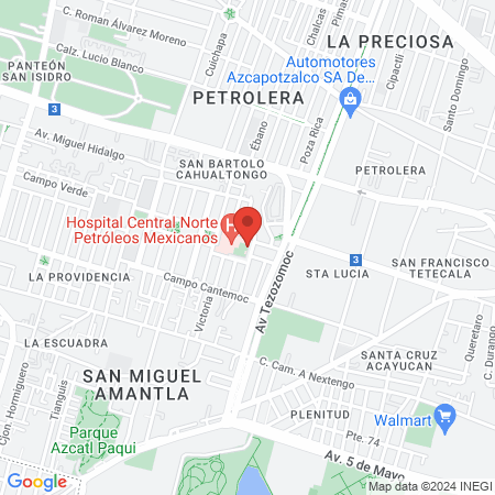 Hospital pemex azcapotzalco map