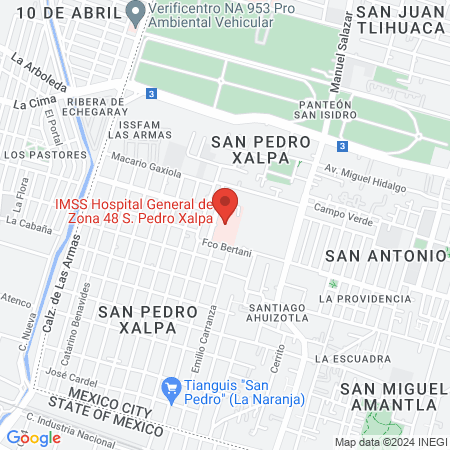 IMSS Hospital General de Zona 48 S. Pedro Xalpa map