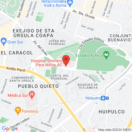 Hospital Shriners México map