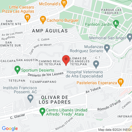 Dos Lunas Pilates, Sucursal Tetelpan map