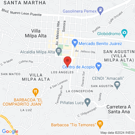 Uñas Milpa Alta map
