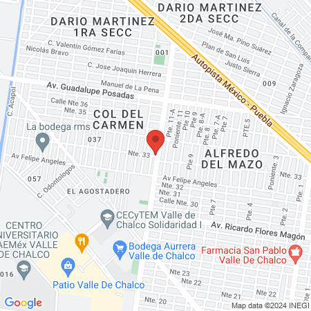 Clinica SF, Partos, Analisis valle de chalco map