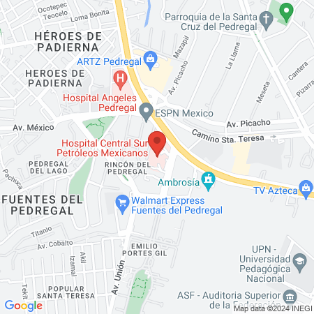Hospital Central Sur Petróleos Mexicanos map