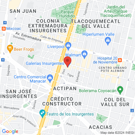 BodyBrite Galerías Insurgentes map