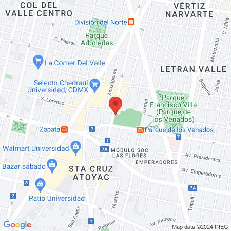 Canchas Deportivas de la Delegación Benito Júarez map