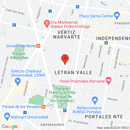 Sir Francis Drake Barbería Letrán Valle map