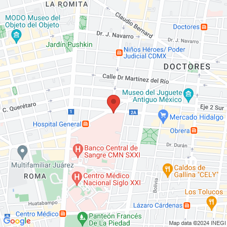 Laboratorio Central U-205 Hospital General de México, Dr. Eduardo Liceaga map